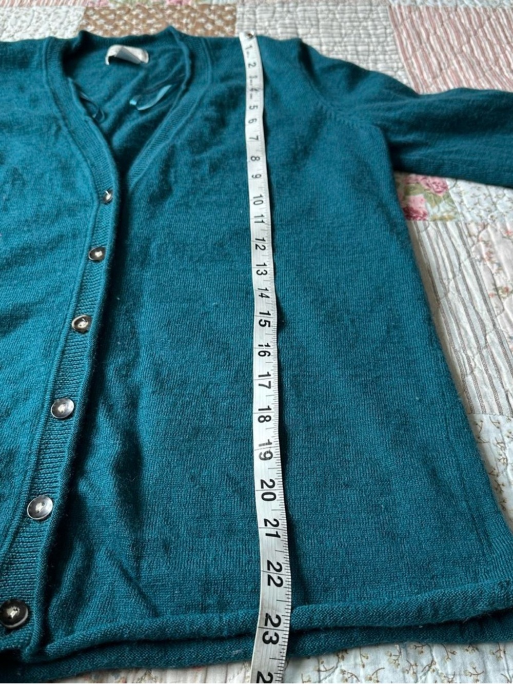 Weeds teal/turquoise merino wool button-up cardigan - Picture 6 of 6